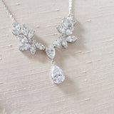 Crystal drop Cubic zirconia bridal backdrop necklace - HEIDI - Treasures by Agnes