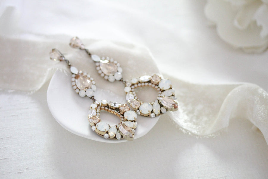Crystal Statement Bridal chandelier earrings - QUINN - Treasures by Agnes