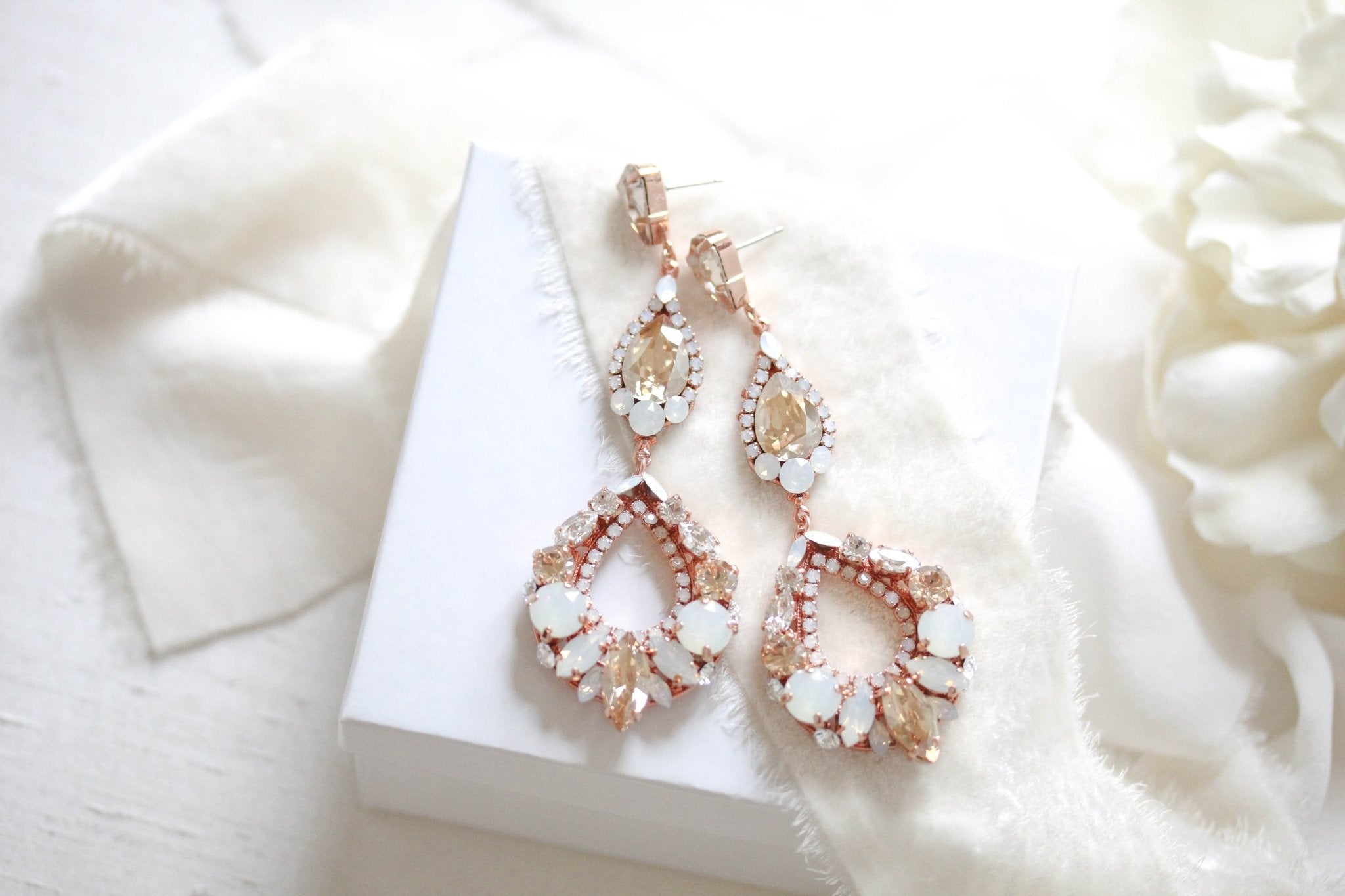 Crystal Statement Bridal chandelier earrings - QUINN - Treasures by Agnes