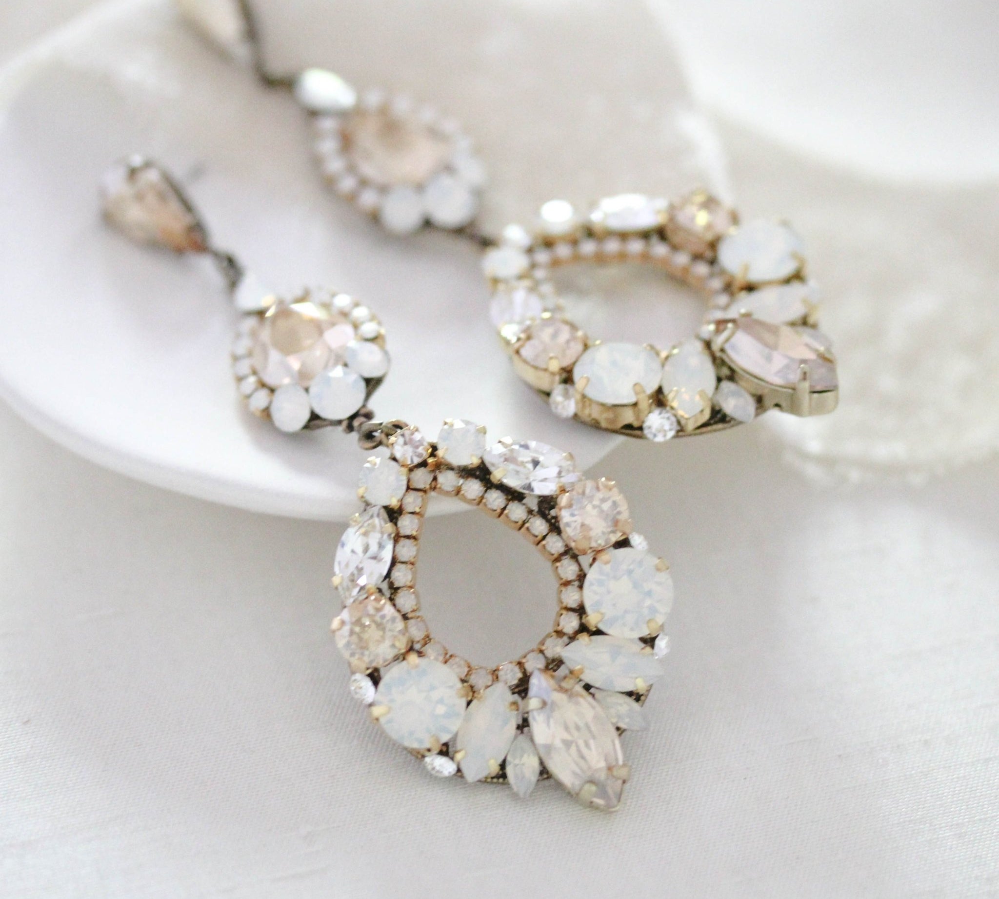 Crystal Statement Bridal chandelier earrings - QUINN - Treasures by Agnes