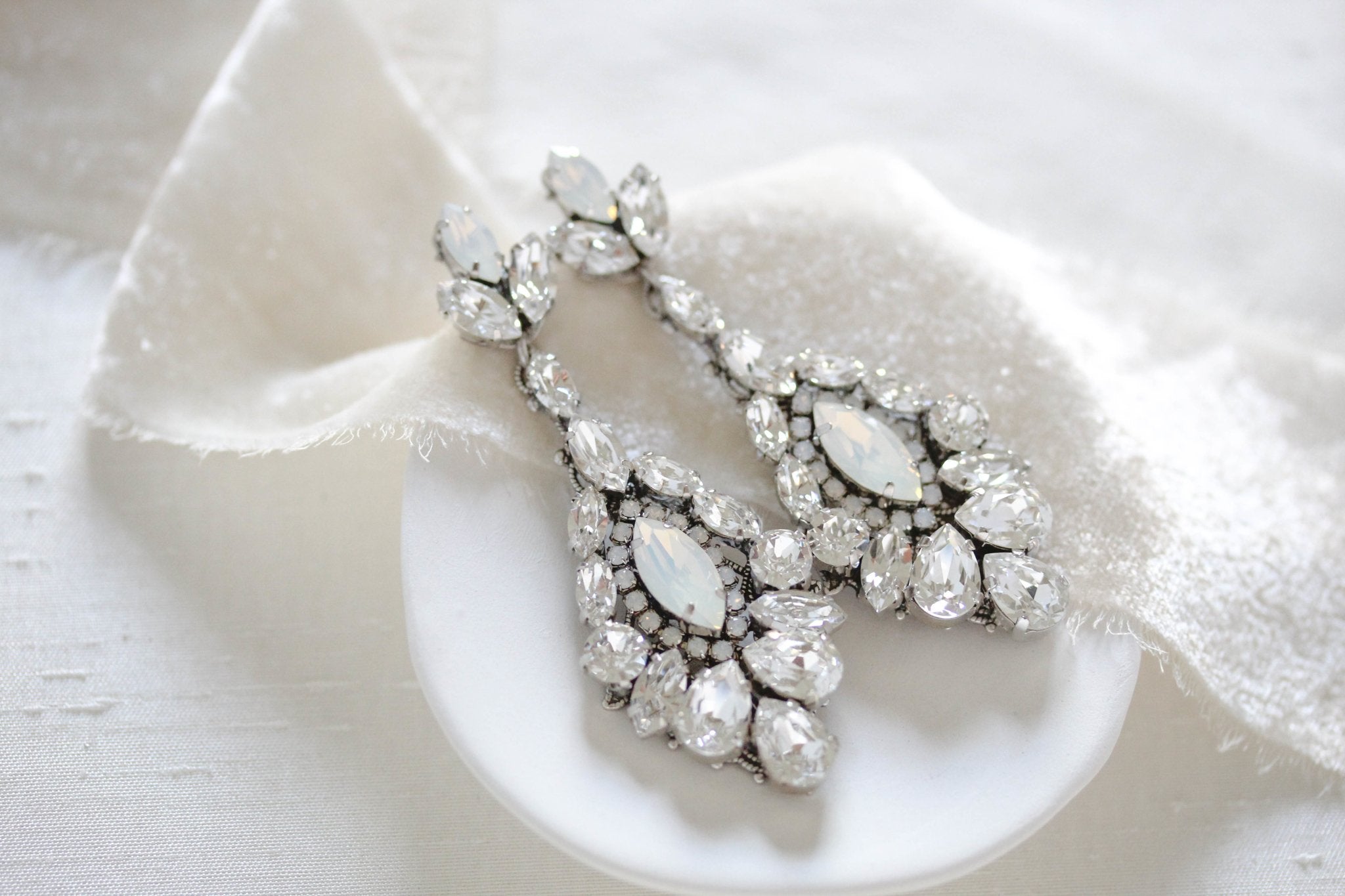 Crystal statement chandelier earrings for bride - STELLA - Treasures by Agnes