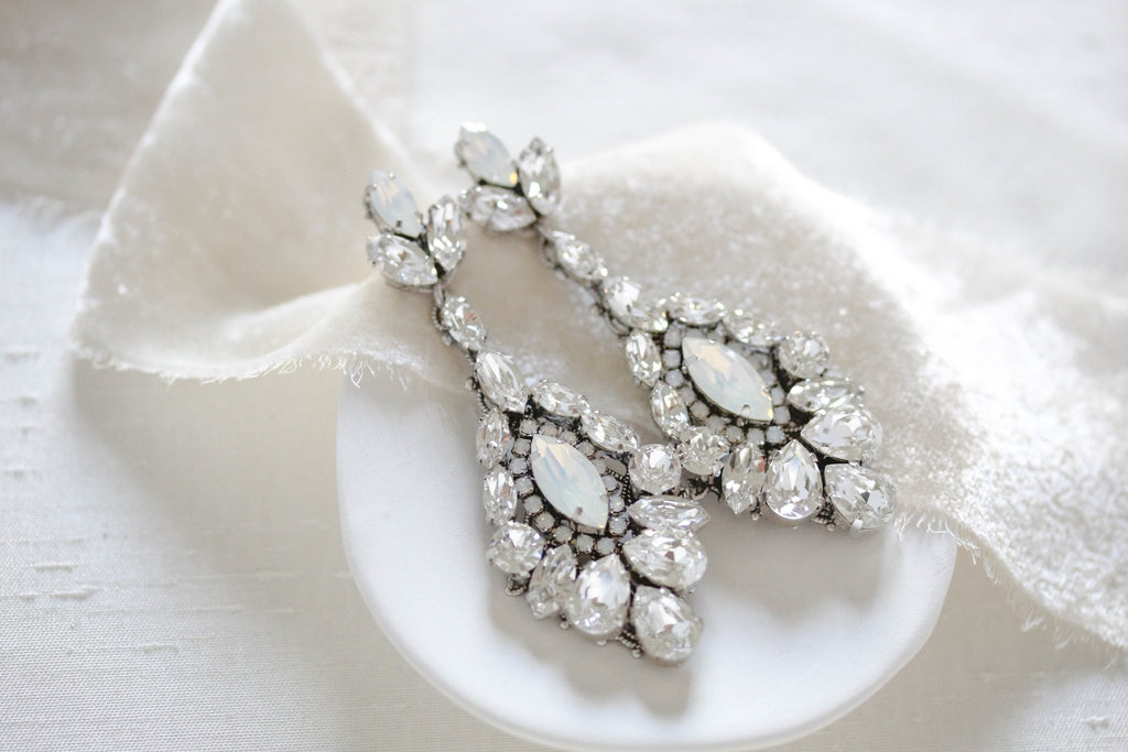 Crystal statement chandelier earrings for bride - STELLA - Treasures by Agnes
