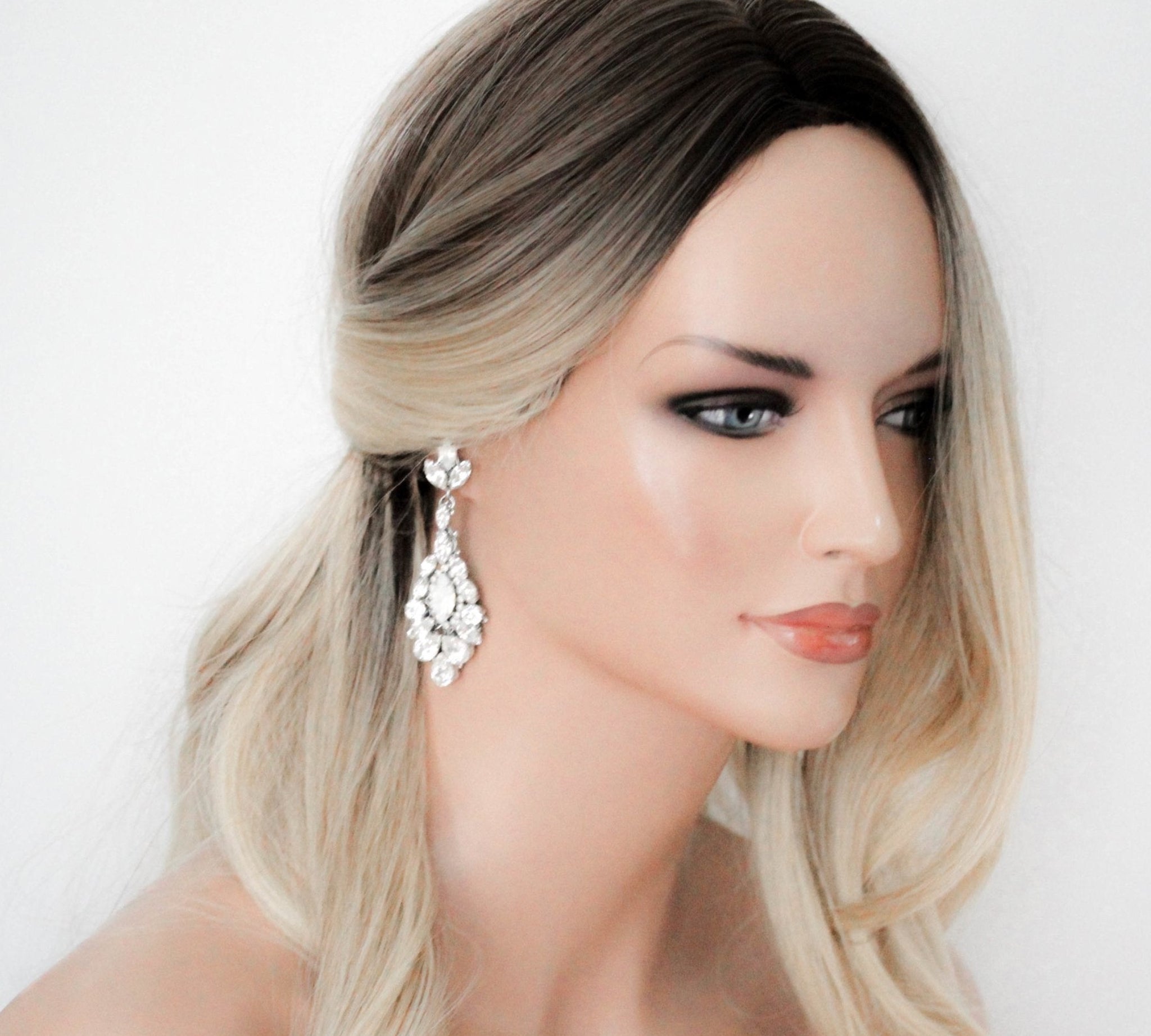 Crystal statement chandelier earrings for bride - STELLA - Treasures by Agnes