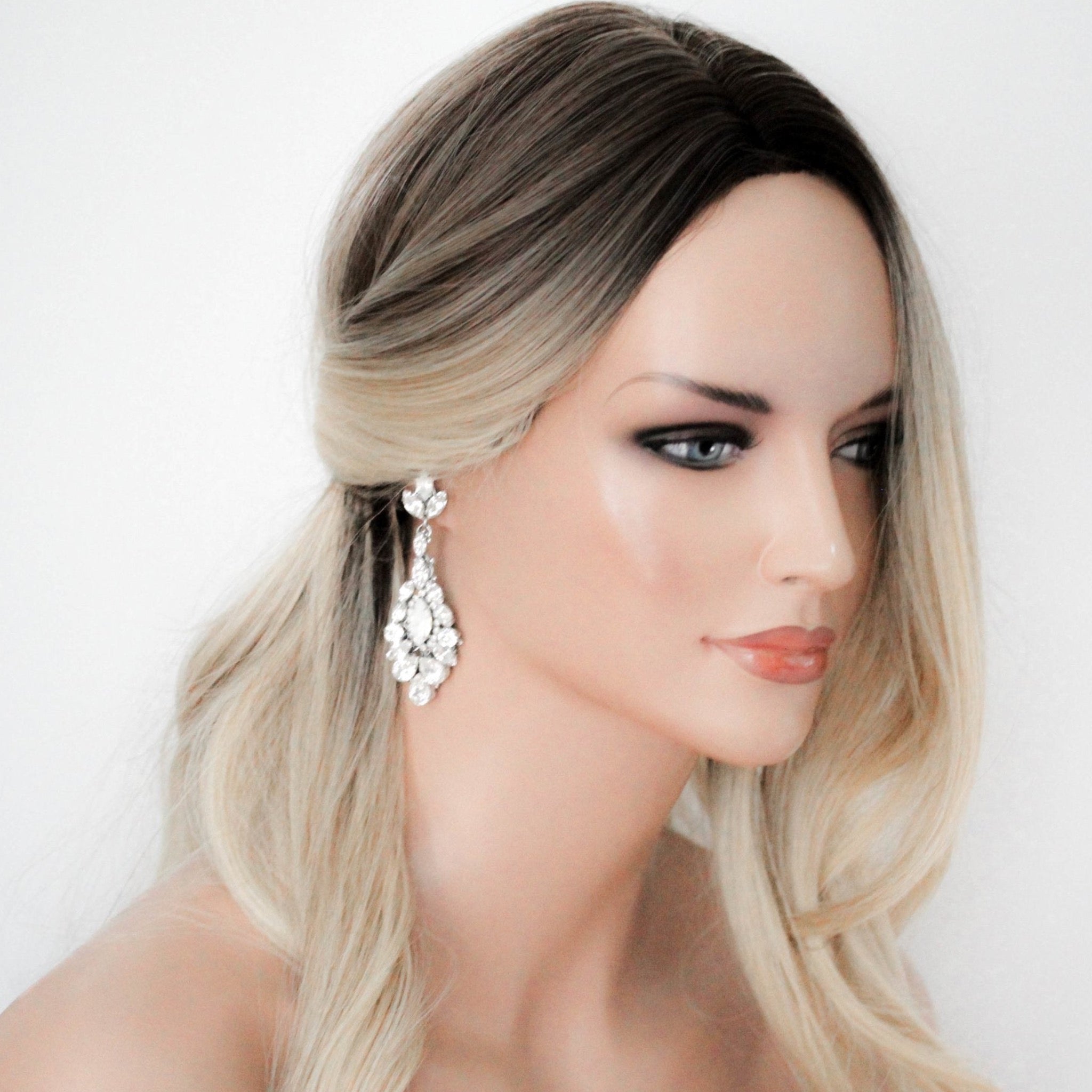 Crystal statement chandelier earrings for bride - STELLA - Treasures by Agnes