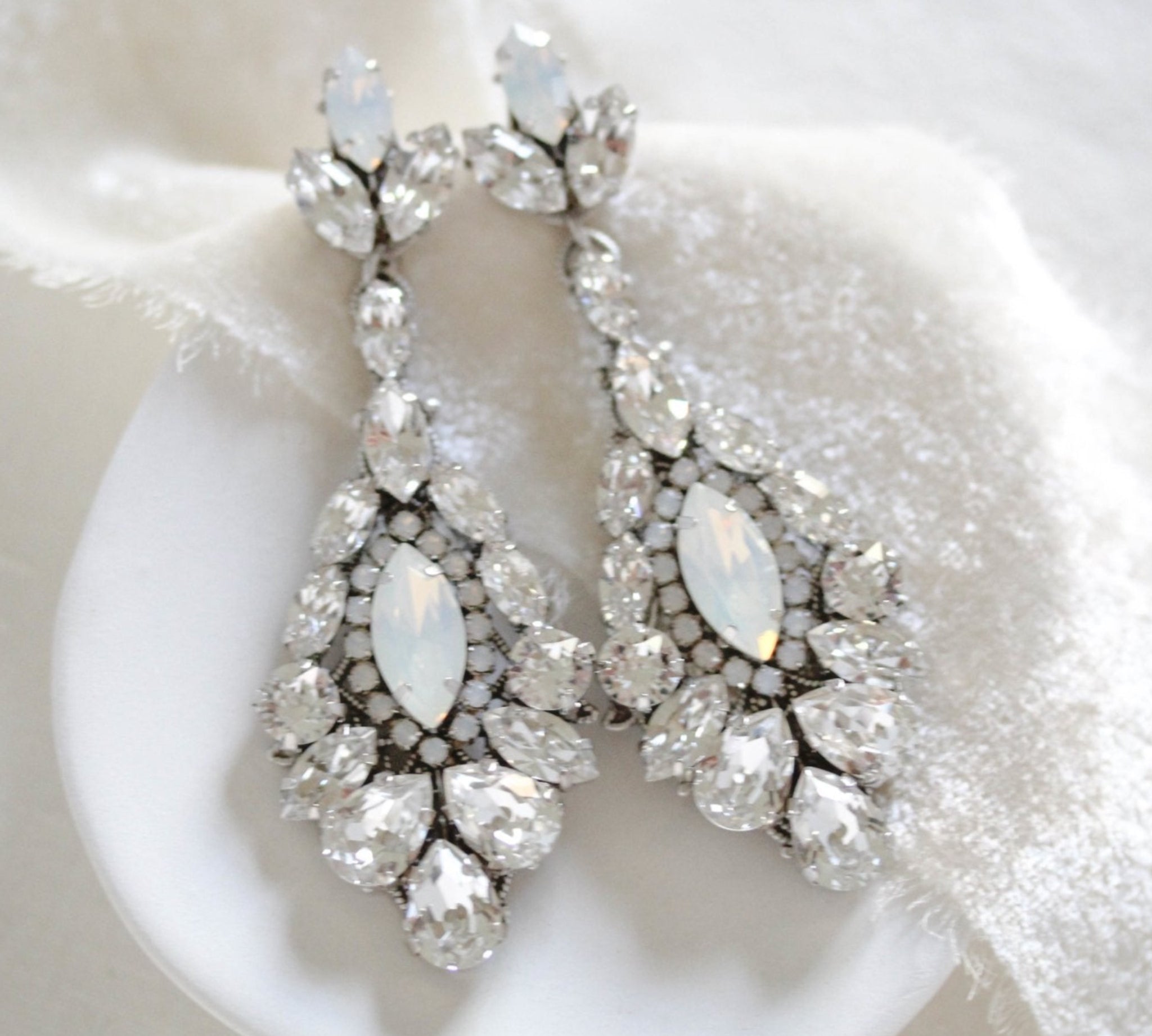 Crystal statement chandelier earrings for bride - STELLA - Treasures by Agnes