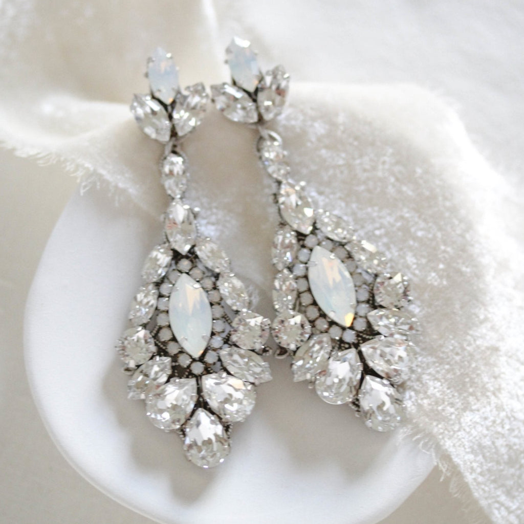 Crystal statement chandelier earrings for bride - STELLA - Treasures by Agnes