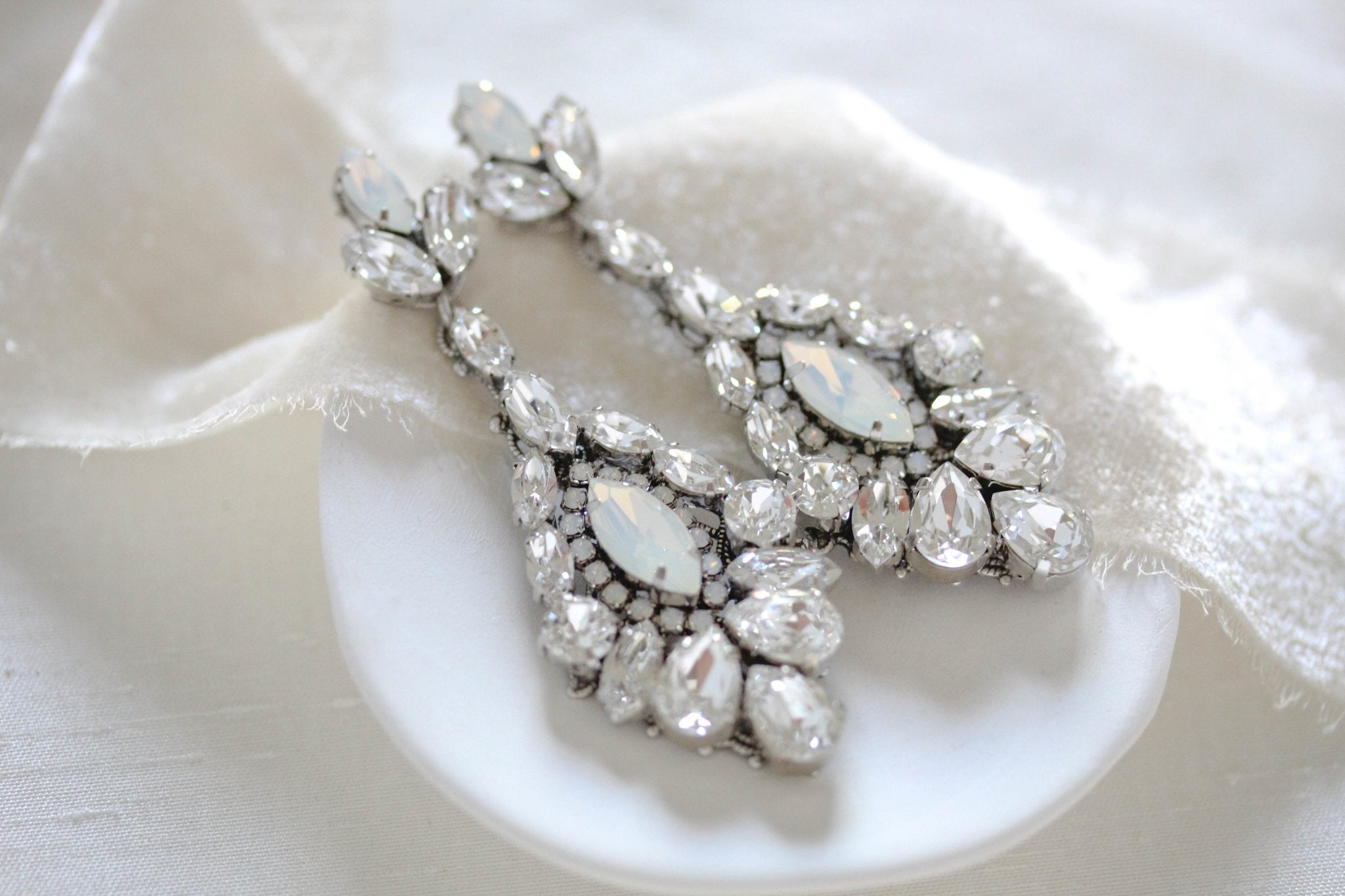 Crystal statement chandelier earrings for bride - STELLA – Treasures by ...