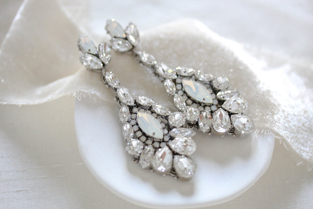 Crystal statement chandelier earrings for bride - STELLA - Treasures by Agnes