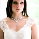 Crystal statement necklace with white opal accents- JOELLE - Treasures by Agnes