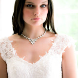 Crystal statement necklace with white opal accents- JOELLE - Treasures by Agnes