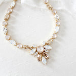 Crystal statement necklace with white opal accents- JOELLE - Treasures by Agnes