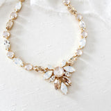 Crystal statement necklace with white opal accents- JOELLE - Treasures by Agnes