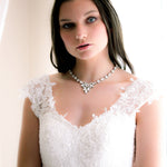 Crystal statement necklace with white opal accents- JOELLE - Treasures by Agnes