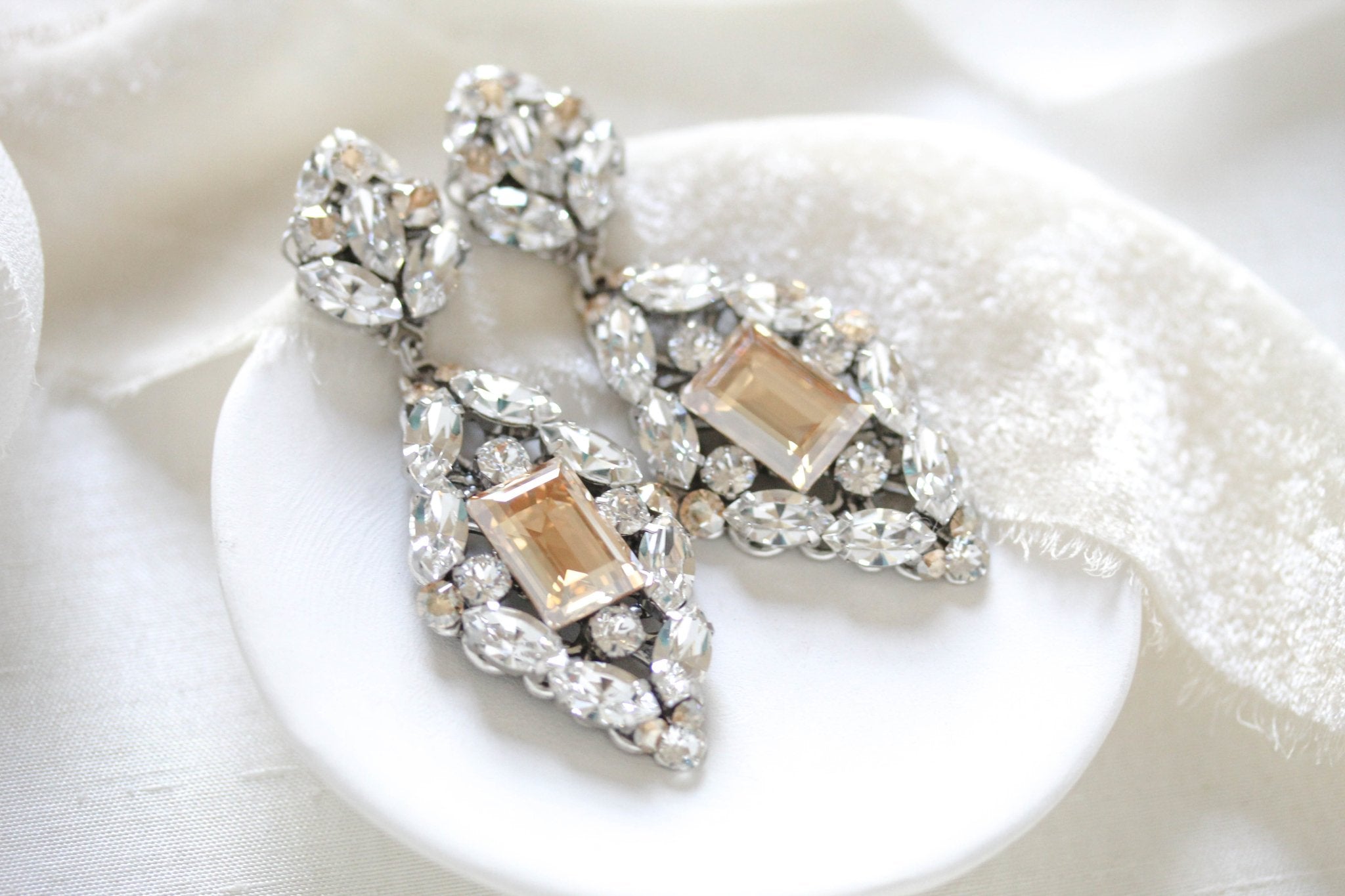 Crystal Statement Wedding Earrings - VALENTINA - Treasures by Agnes