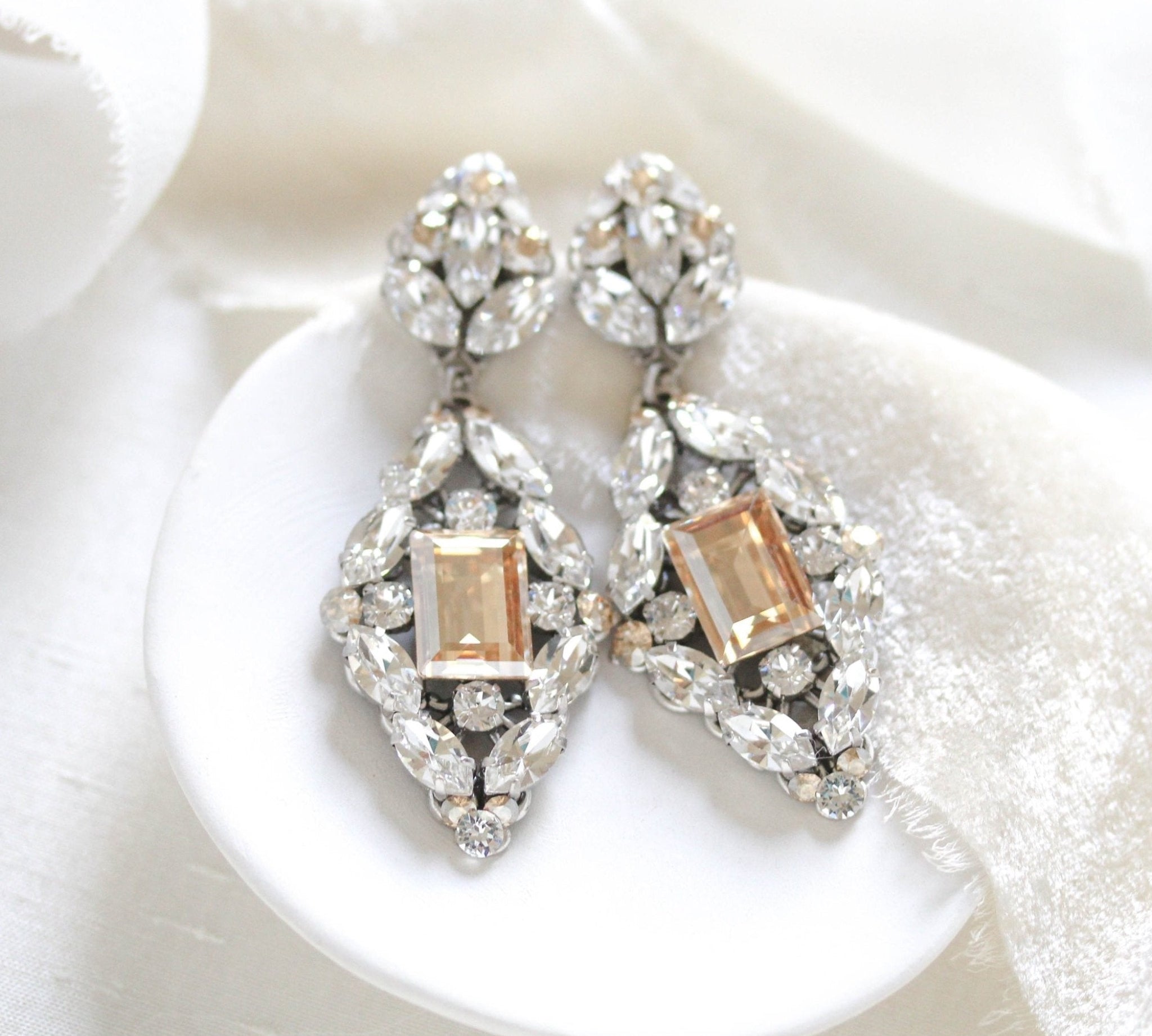 Crystal Statement Wedding Earrings - VALENTINA - Treasures by Agnes