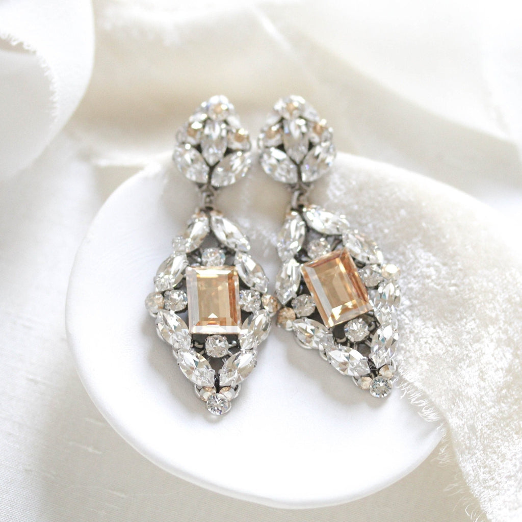 Crystal Statement Wedding Earrings - VALENTINA - Treasures by Agnes