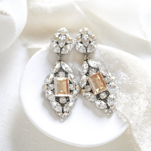 Crystal Statement Wedding Earrings - VALENTINA - Treasures by Agnes