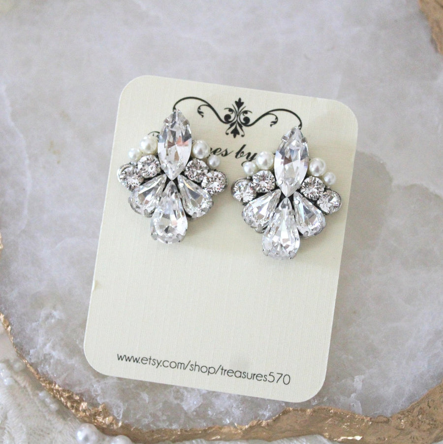 Crystal stud bridal earrings - ATHENA - Treasures by Agnes