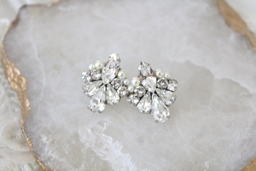 Crystal stud bridal earrings - ATHENA - Treasures by Agnes