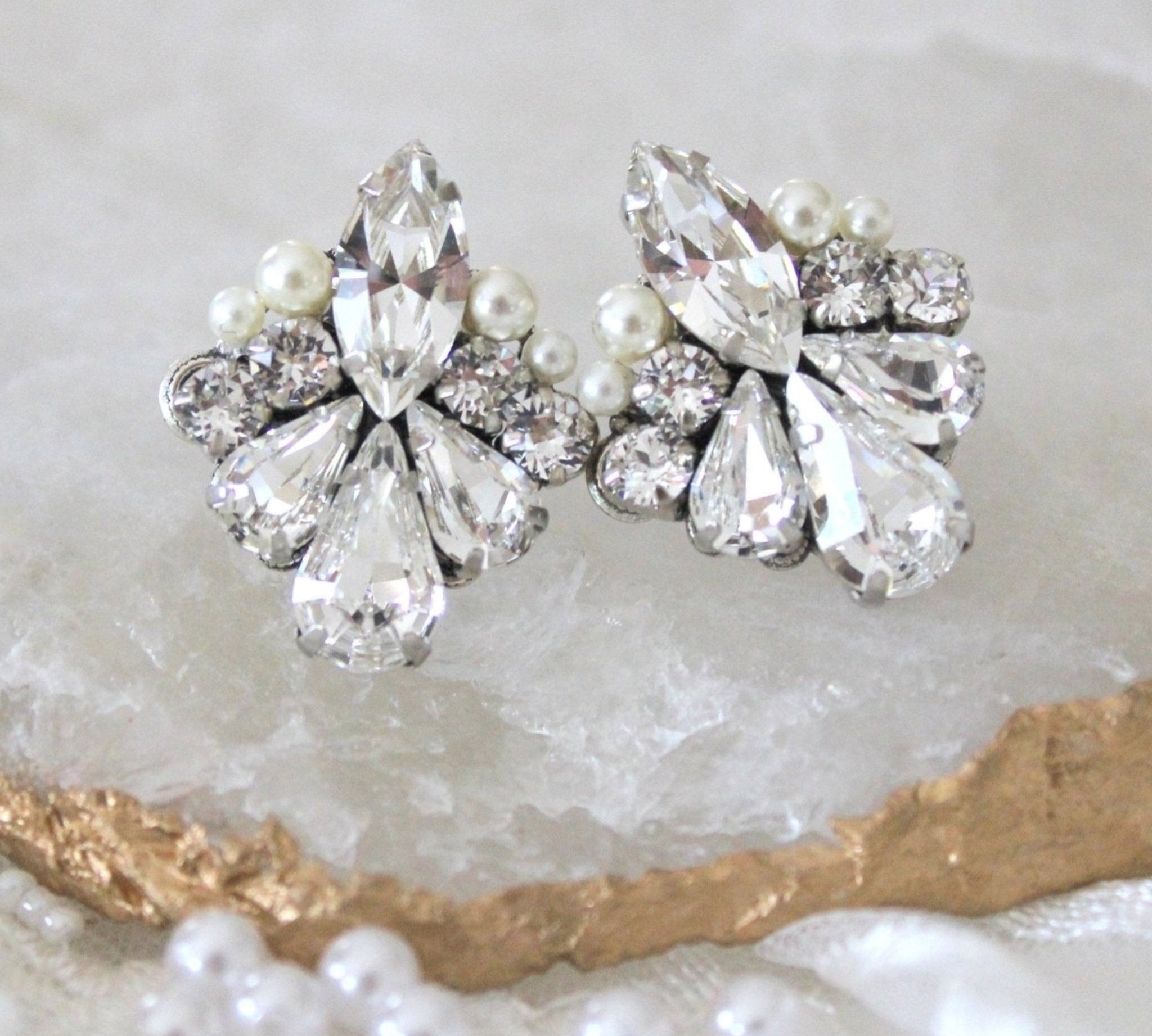 Crystal stud bridal earrings - ATHENA - Treasures by Agnes