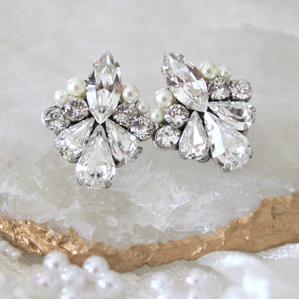 Crystal stud bridal earrings - ATHENA - Treasures by Agnes