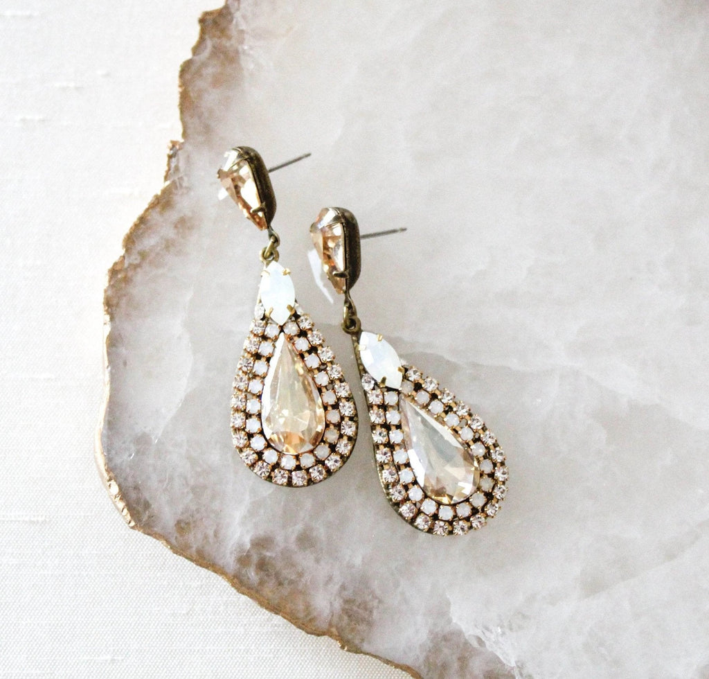 Crystal teardrop wedding earrings - KELSEY - Treasures by Agnes