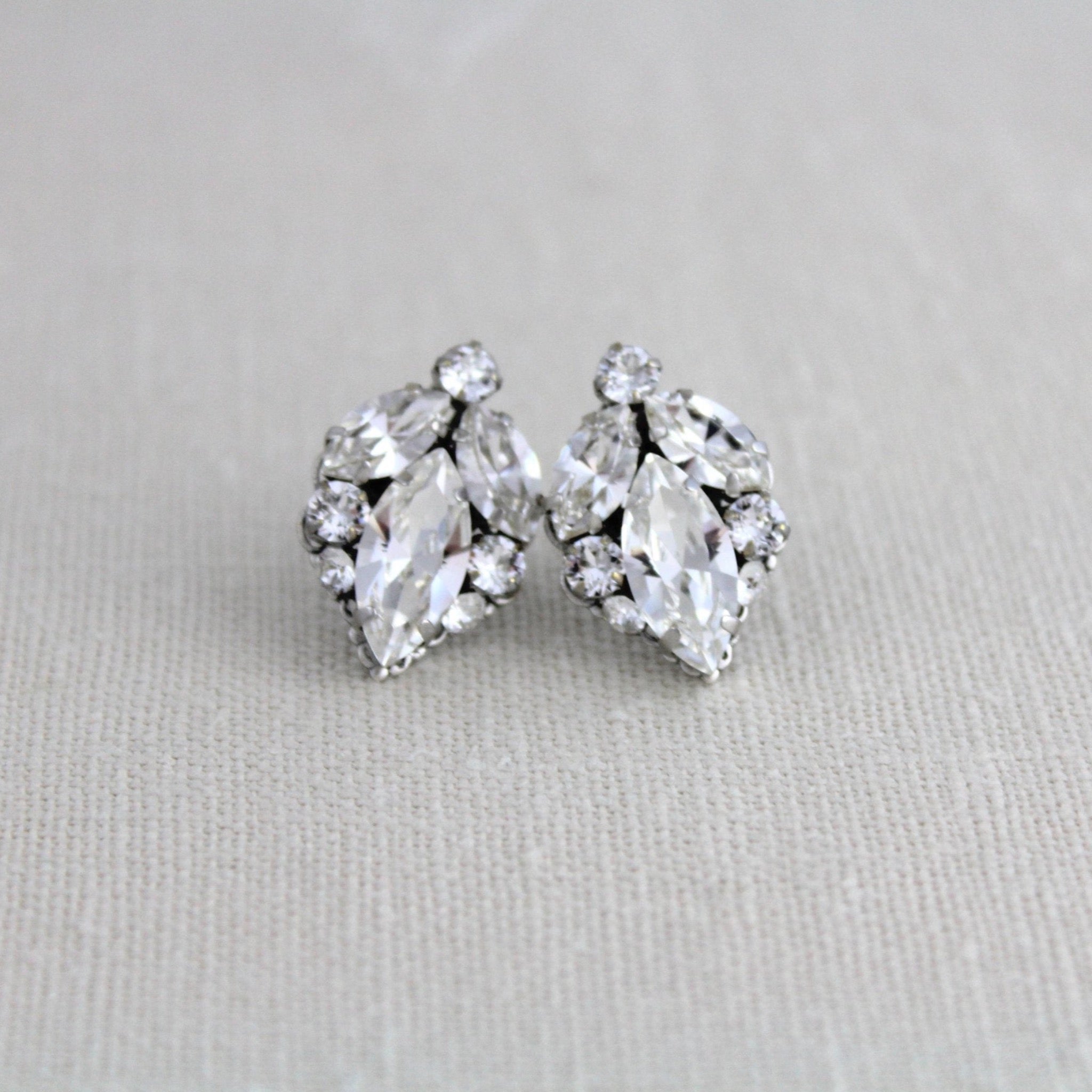 Crystal vintage style stud Bridal earrings - MELODY – Treasures by Agnes Crystal vintage style stud Bridal earrings - MELODY – Treasures by Agnes