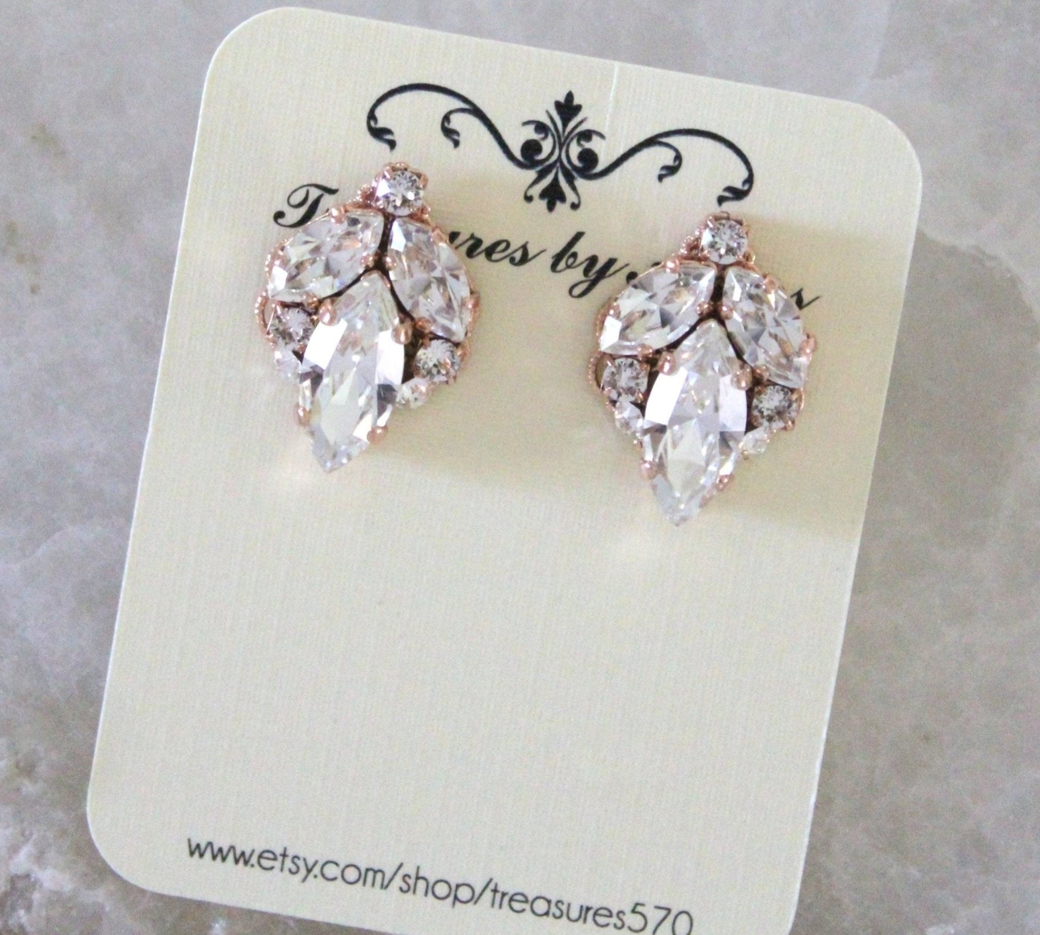Crystal vintage style stud Bridal earrings - MELODY - Treasures by Agnes