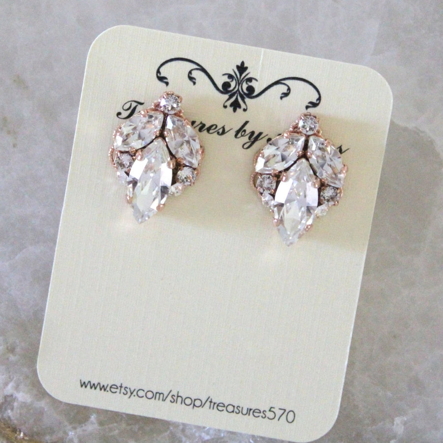 Crystal vintage style stud Bridal earrings - MELODY - Treasures by Agnes