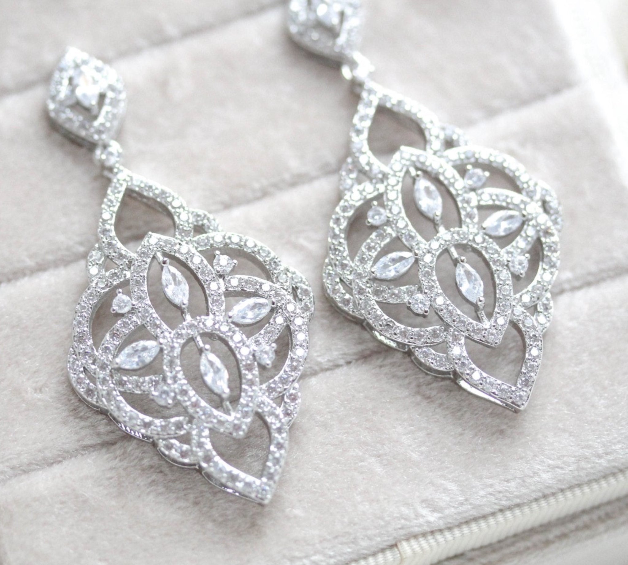 Cubic zirconia Art deco Bridal earrings - EMILY - Treasures by Agnes