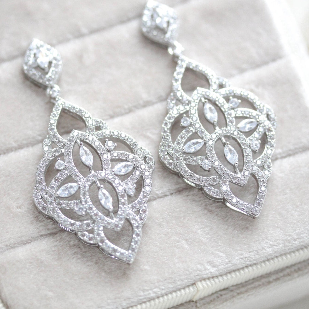 PHOEBE Filigree Crystal & Pearl Bridal Earrings – Blair Nadeau Bridal  Adornments