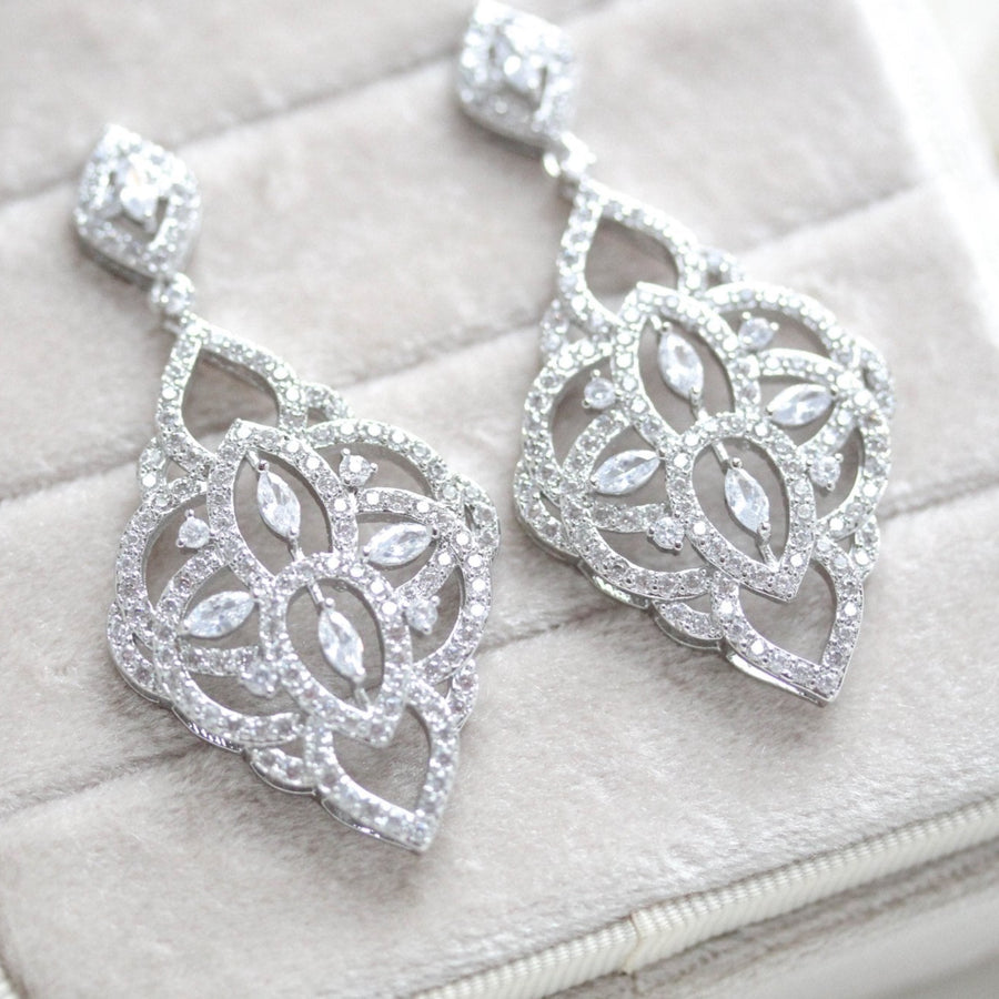 Cubic zirconia Art deco Bridal earrings - EMILY - Treasures by Agnes