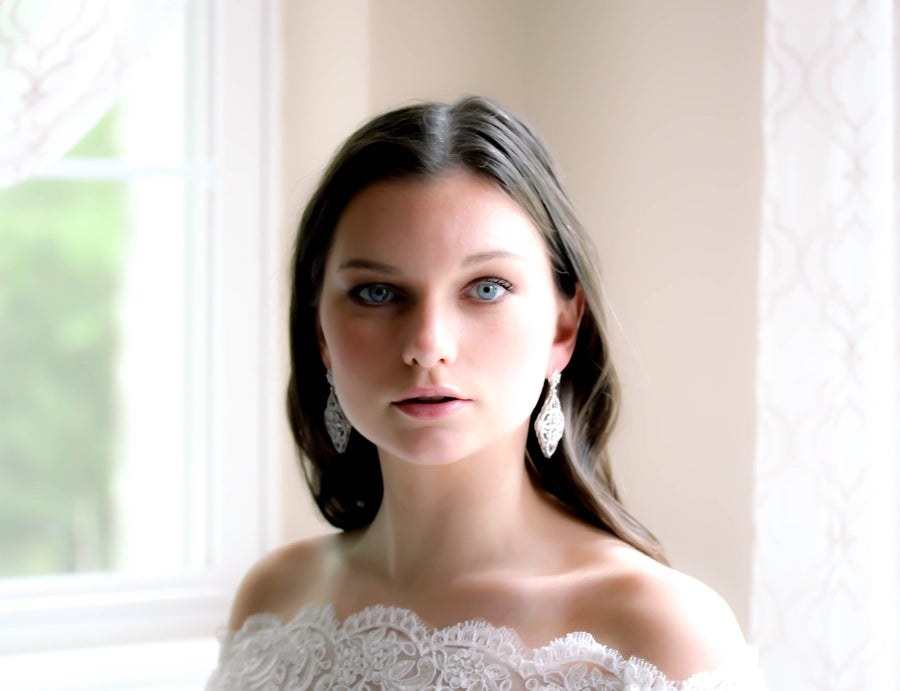 Cubic zirconia Art deco Bridal earrings - EMILY - Treasures by Agnes