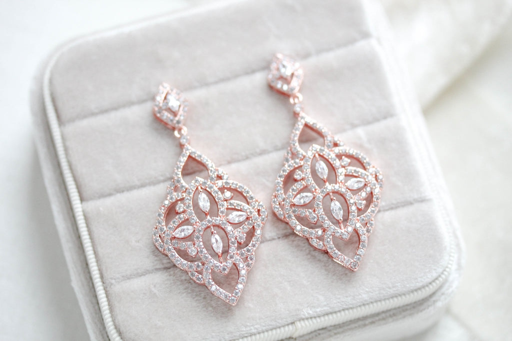 cubic zirconia art deco bridal earrings emily