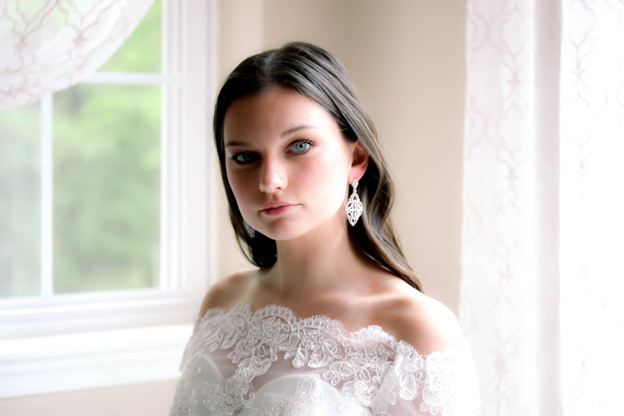 Cubic zirconia Art deco Bridal earrings - EMILY - Treasures by Agnes