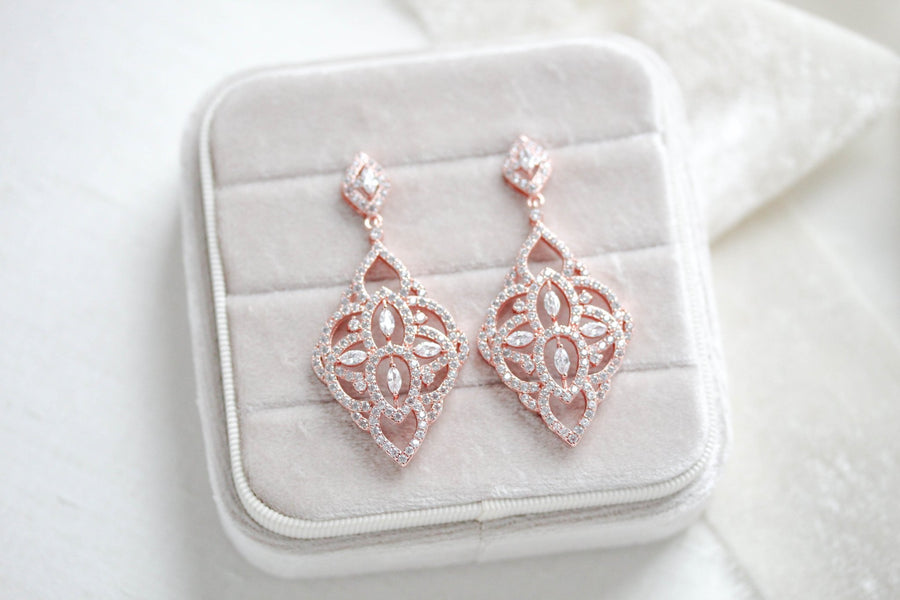 Cubic zirconia Art deco Bridal earrings - EMILY - Treasures by Agnes