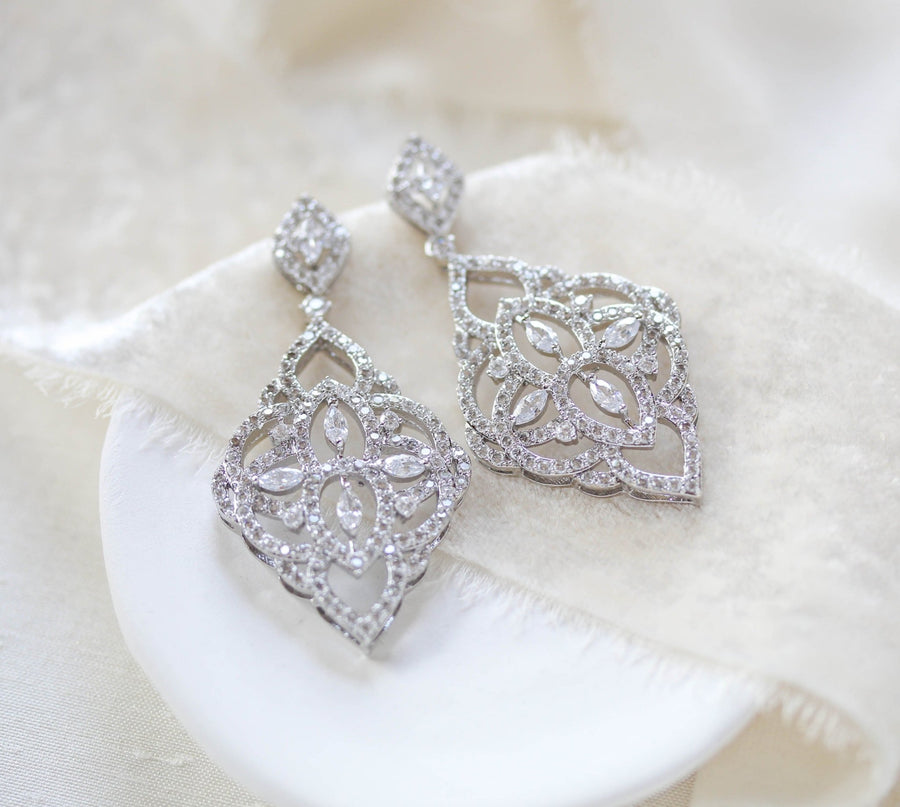 Cubic zirconia Art deco Bridal earrings - EMILY - Treasures by Agnes