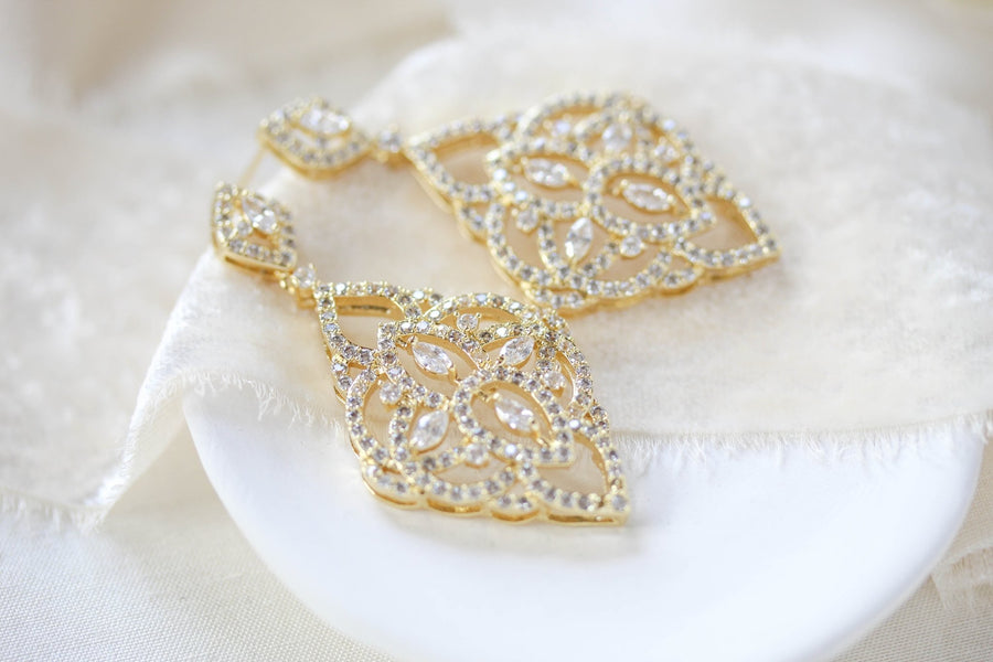 Cubic zirconia Art deco Bridal earrings - EMILY - Treasures by Agnes