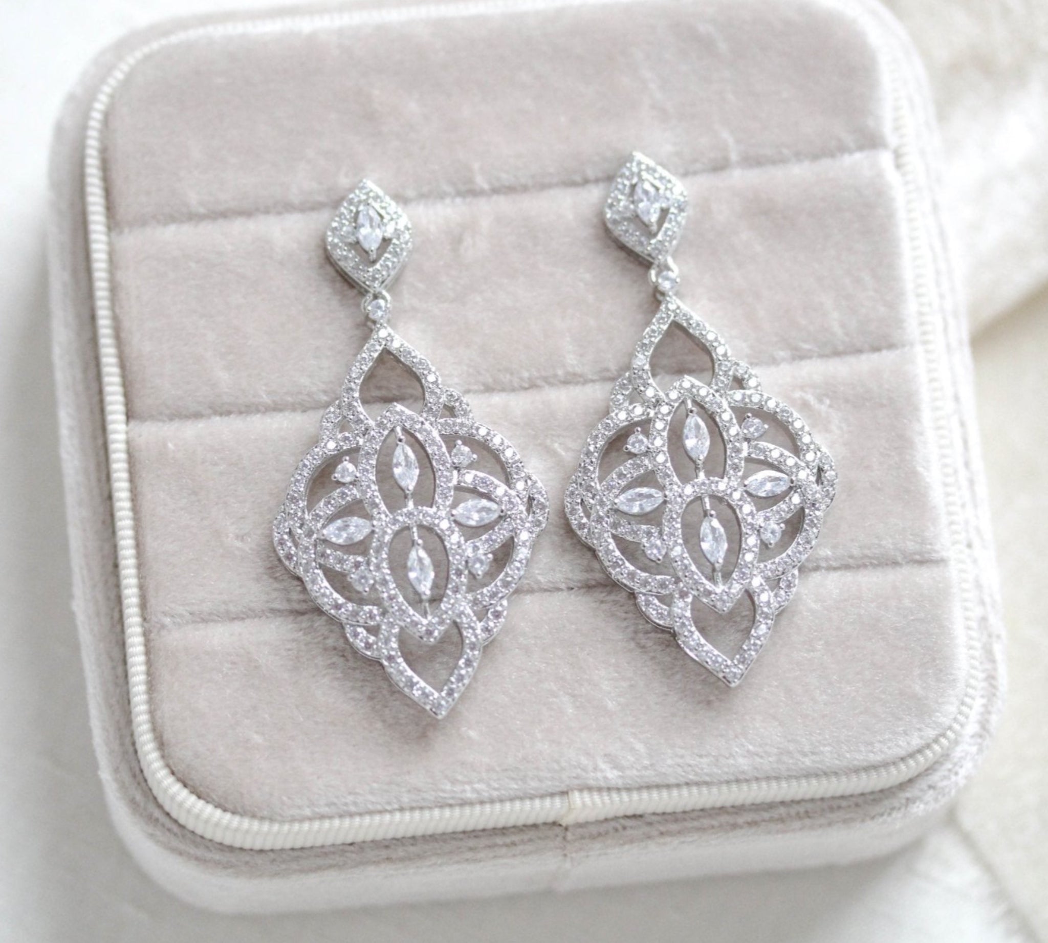 Cubic zirconia Art deco Bridal earrings - EMILY - Treasures by Agnes
