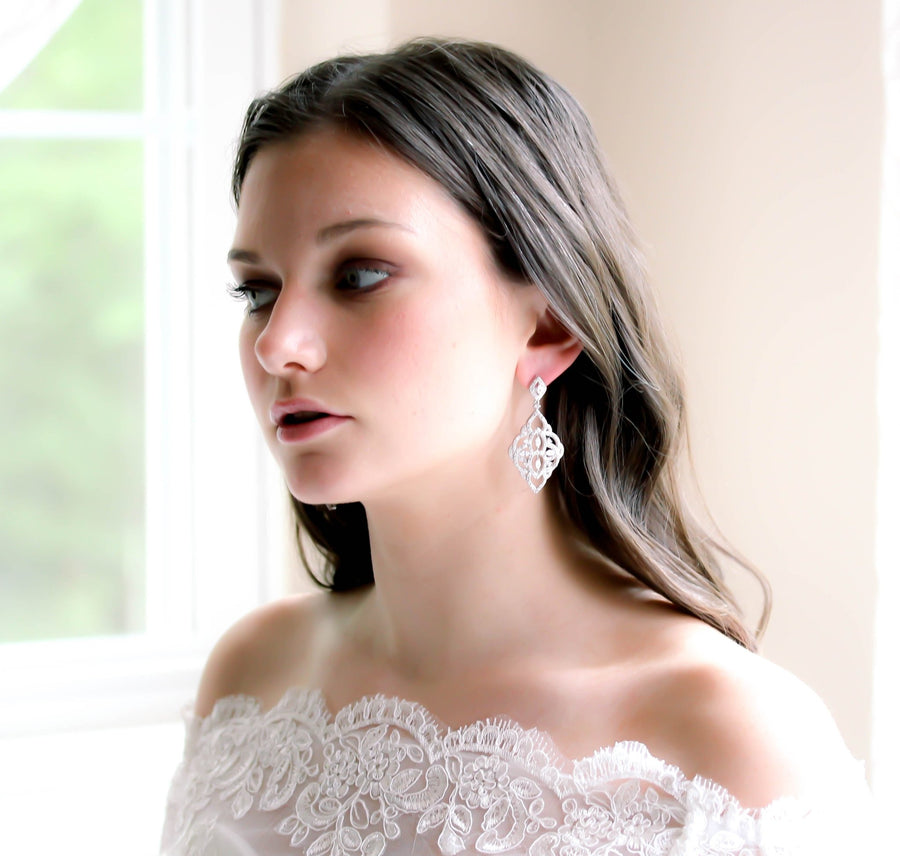 Cubic zirconia Art deco Bridal earrings - EMILY - Treasures by Agnes
