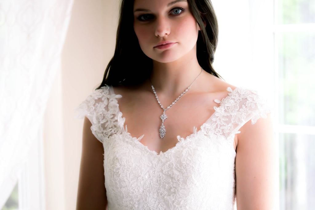 Cubic zirconia bridal back necklace - SUMMER - Treasures by Agnes