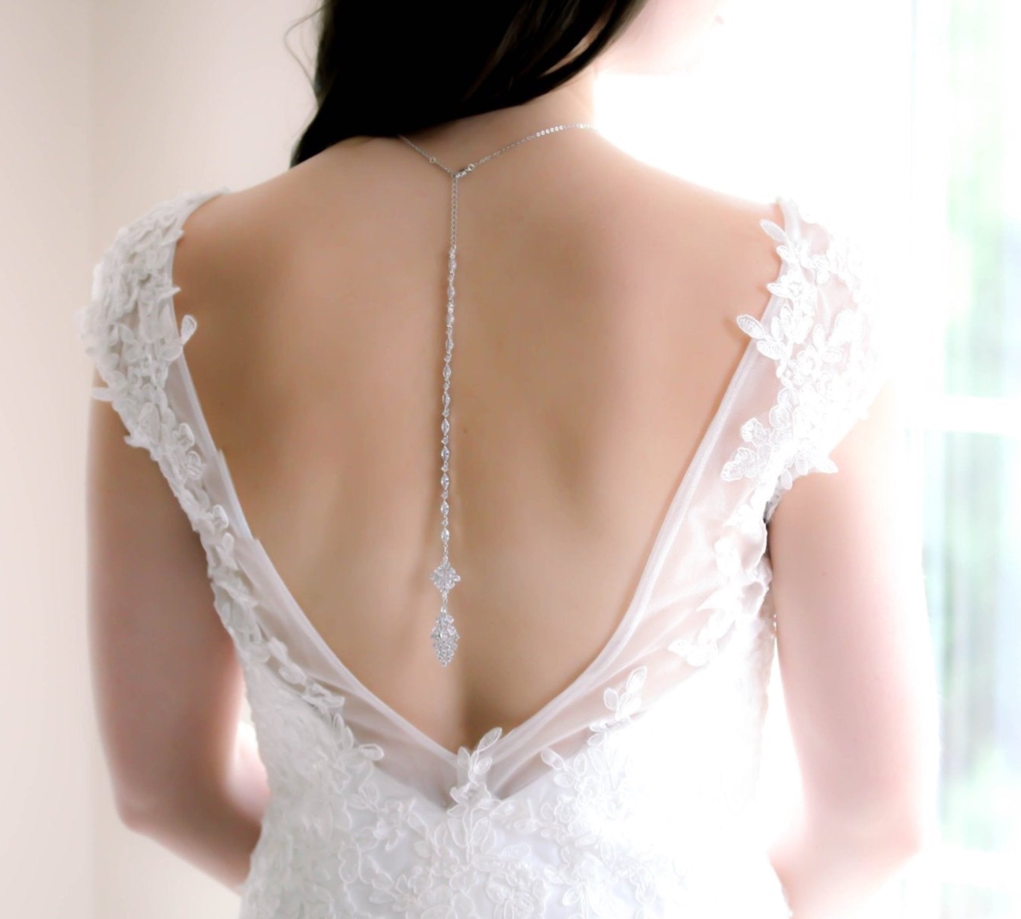 Cubic zirconia bridal back necklace - SUMMER - Treasures by Agnes