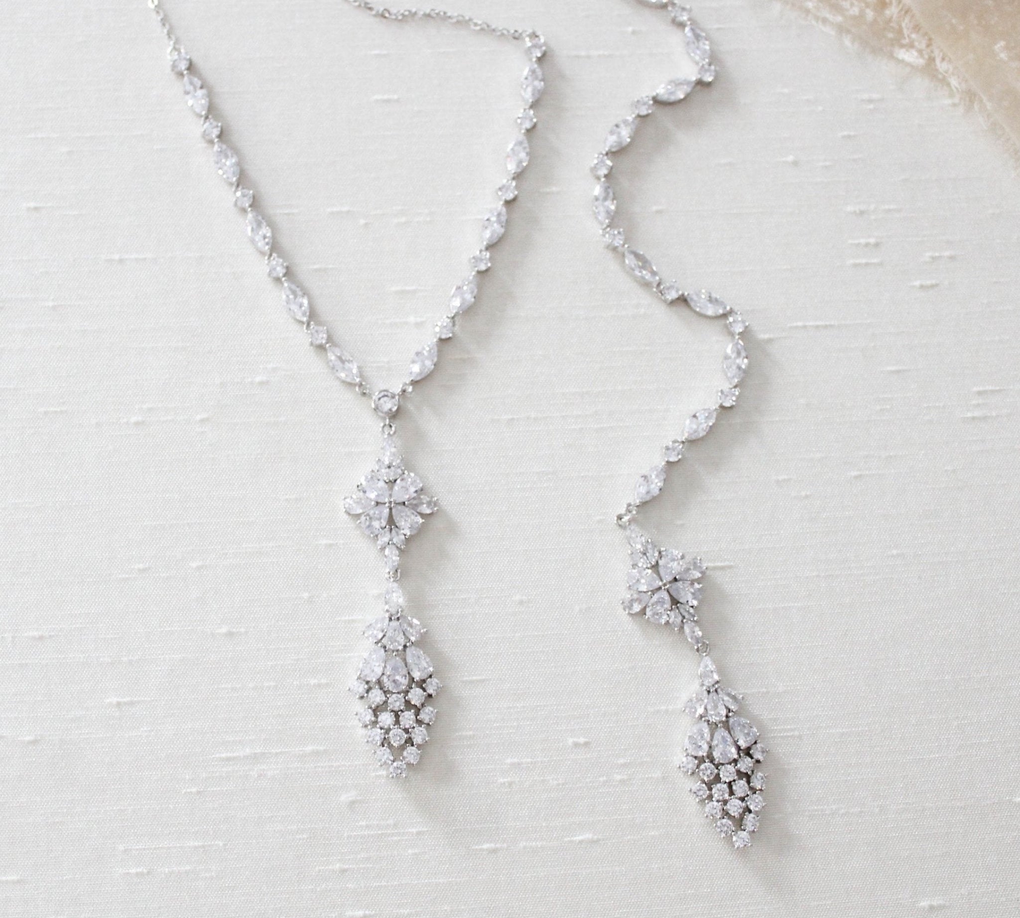Cubic zirconia bridal back necklace - SUMMER - Treasures by Agnes