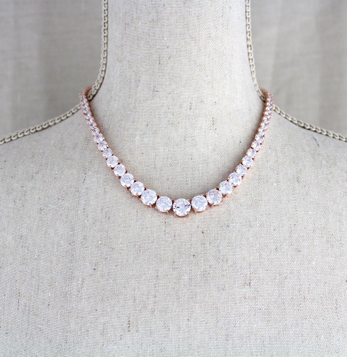 Cubic zirconia Bridal Backdrop necklace - SOPHIE - Treasures by Agnes