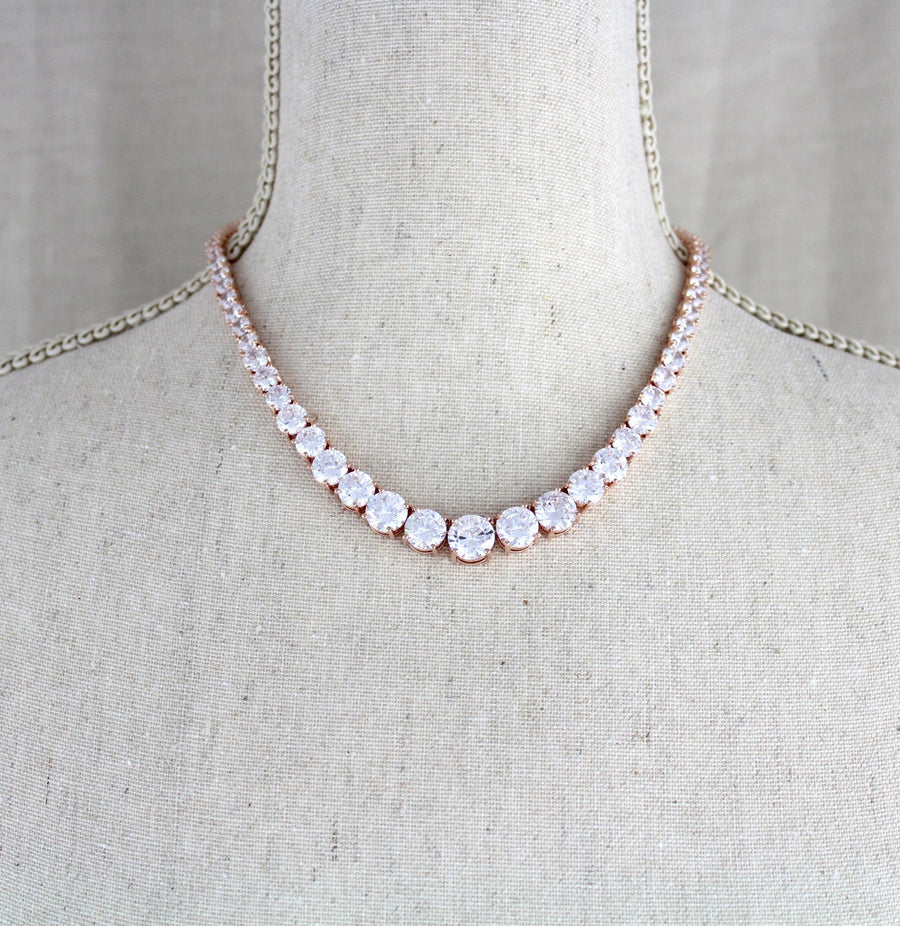 Cubic zirconia Bridal Backdrop necklace - SOPHIE - Treasures by Agnes