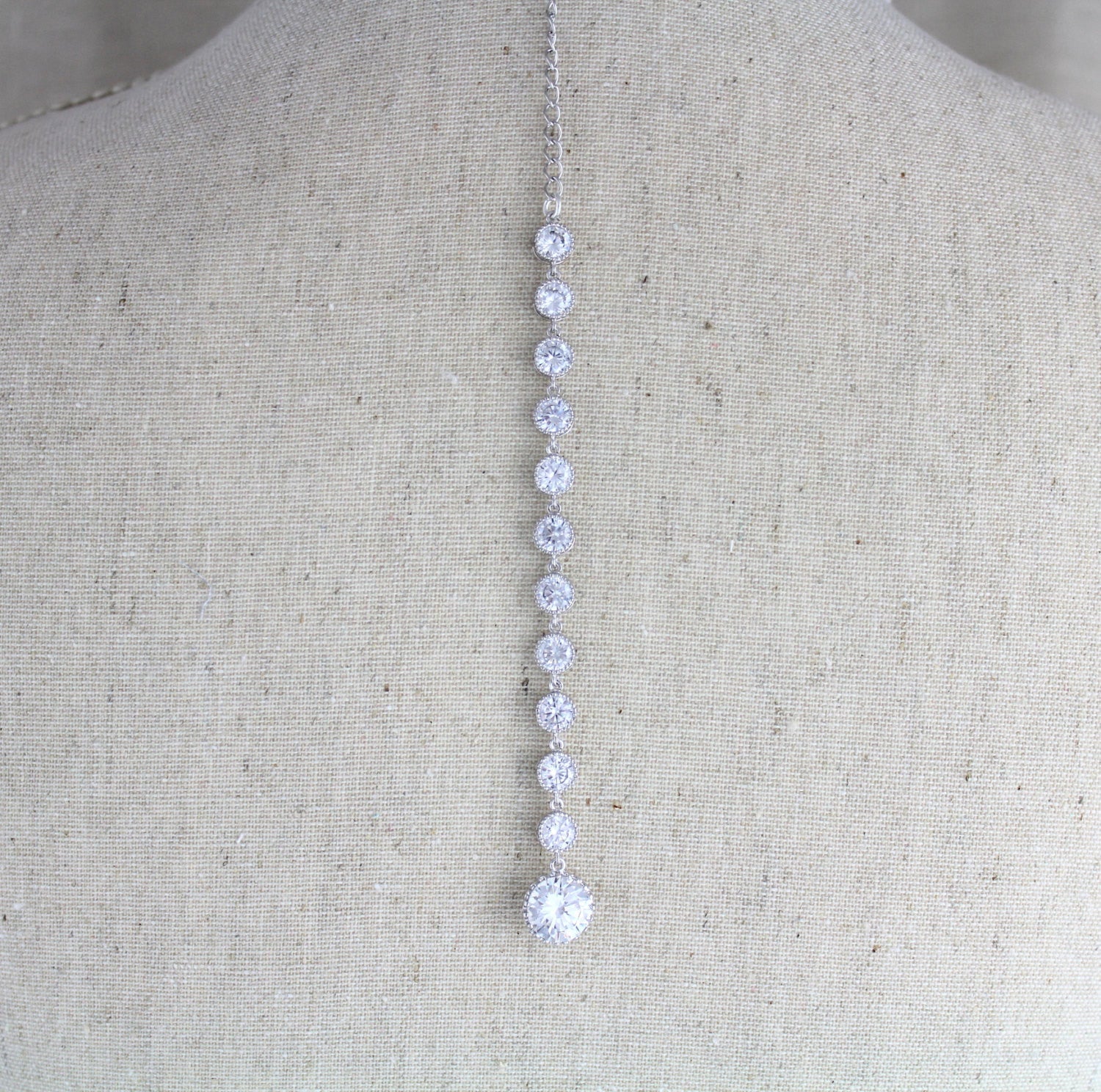 Cubic zirconia Bridal Backdrop necklace - SOPHIE - Treasures by Agnes