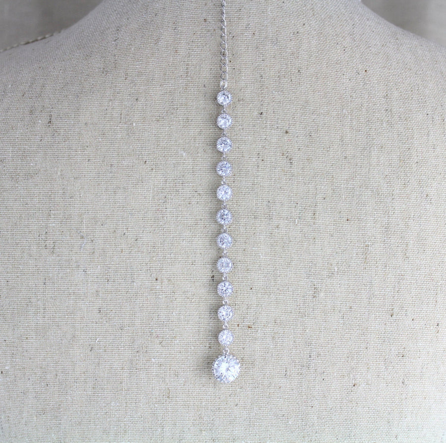 Cubic zirconia Bridal Backdrop necklace - SOPHIE - Treasures by Agnes