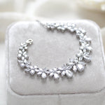 Cubic zirconia bridal bracelet clustered leaf design - AUBREE - Treasures by Agnes