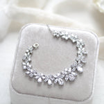 Cubic zirconia bridal bracelet clustered leaf design - AUBREE - Treasures by Agnes