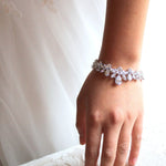 Cubic zirconia bridal bracelet clustered leaf design - AUBREE - Treasures by Agnes